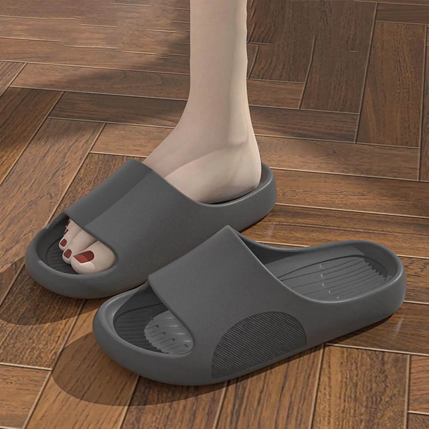 Shower Shoes for Women with Arch Support Flat Soled Open Toed Breathable Slippers Soft Soled Slippers