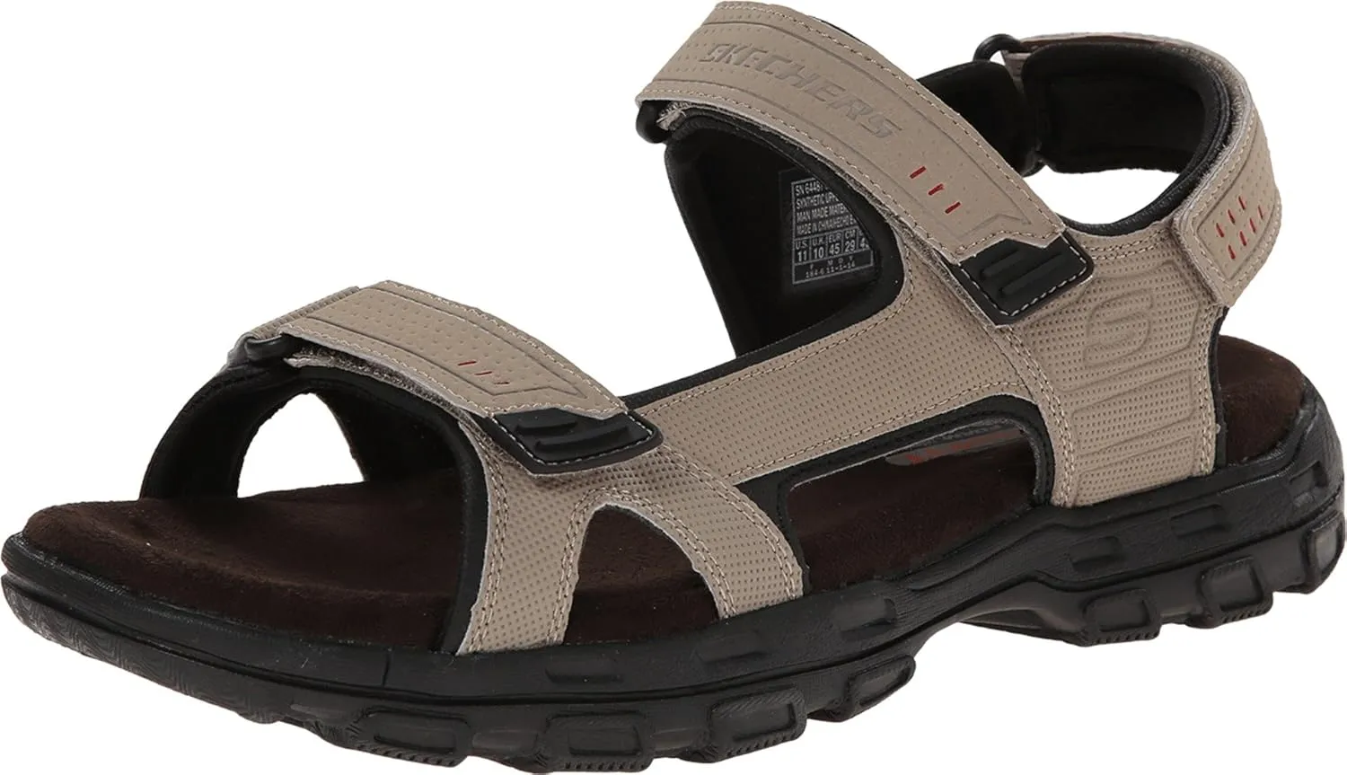 Skechers Men's Garver-Louden 64487 Open Toe Sandal W/Strap Closure, Taupe, 11 M US