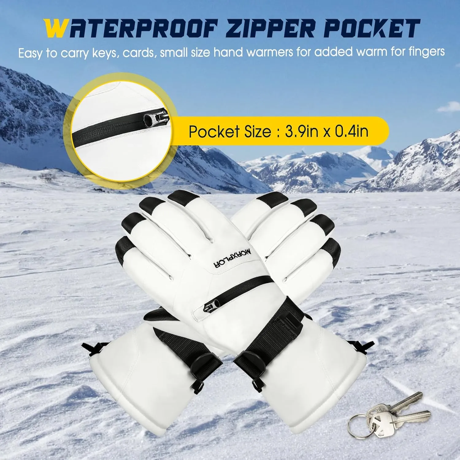 Ski Snow Gloves - 3M Thinsulate Insulated, Warm Winter Snowboard & Snowmobile Gloves for Men & Women - Waterproof & Windproof - Touchscreen Compatible