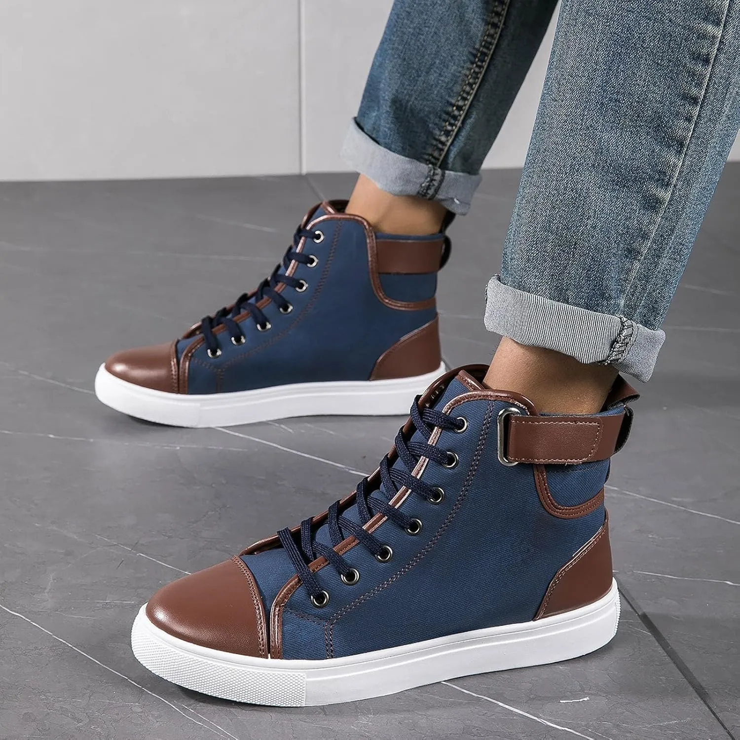 Slip on Walking Shoes for Men High Top Casual Dressy Memory Foam Breathable Mesh Fashion Sneakers Non Slip Travel Jogging Workout Tennis Shoes Wide Width