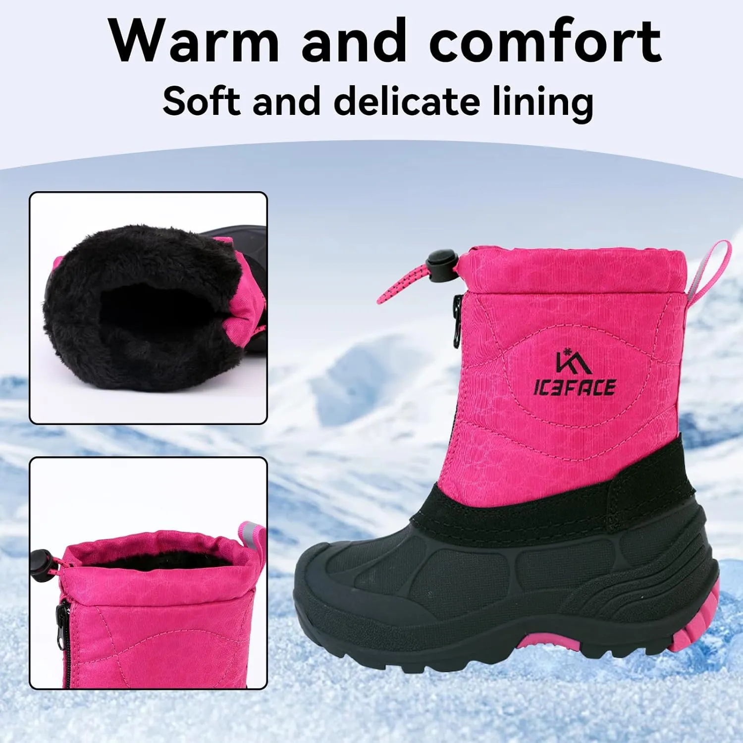 Snow Boots for Kids Waterproof Durable and Slip Resistant Winter Snow Boots for Boys and Girls with Insulated Fleece Lining, Perfect for Snowy Adventures. Ideal Snow Boots toddler to Keep Feet Warm and Dry