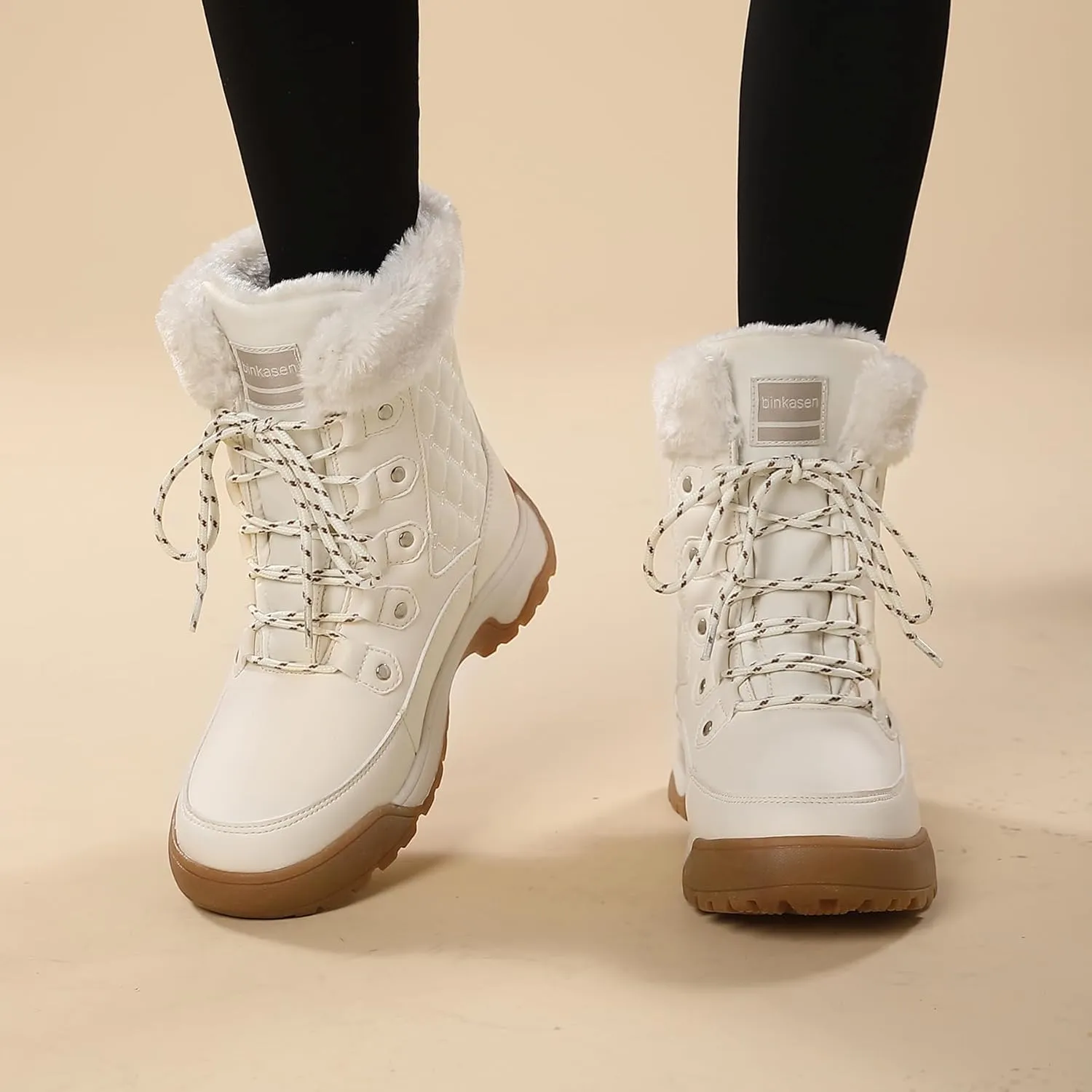 Snow Boots Women Waterproof Insulated with Laces