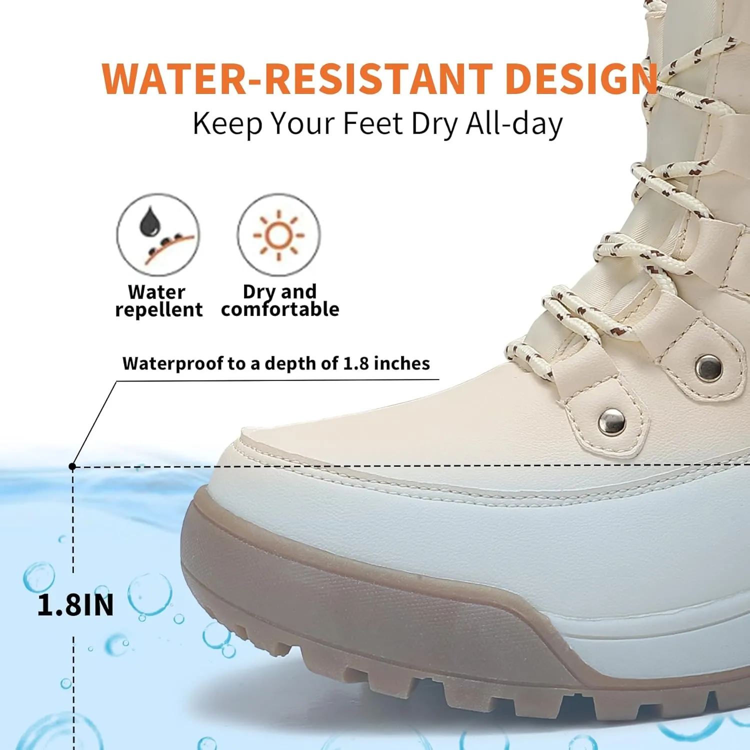Snow Boots Women Waterproof Insulated with Laces