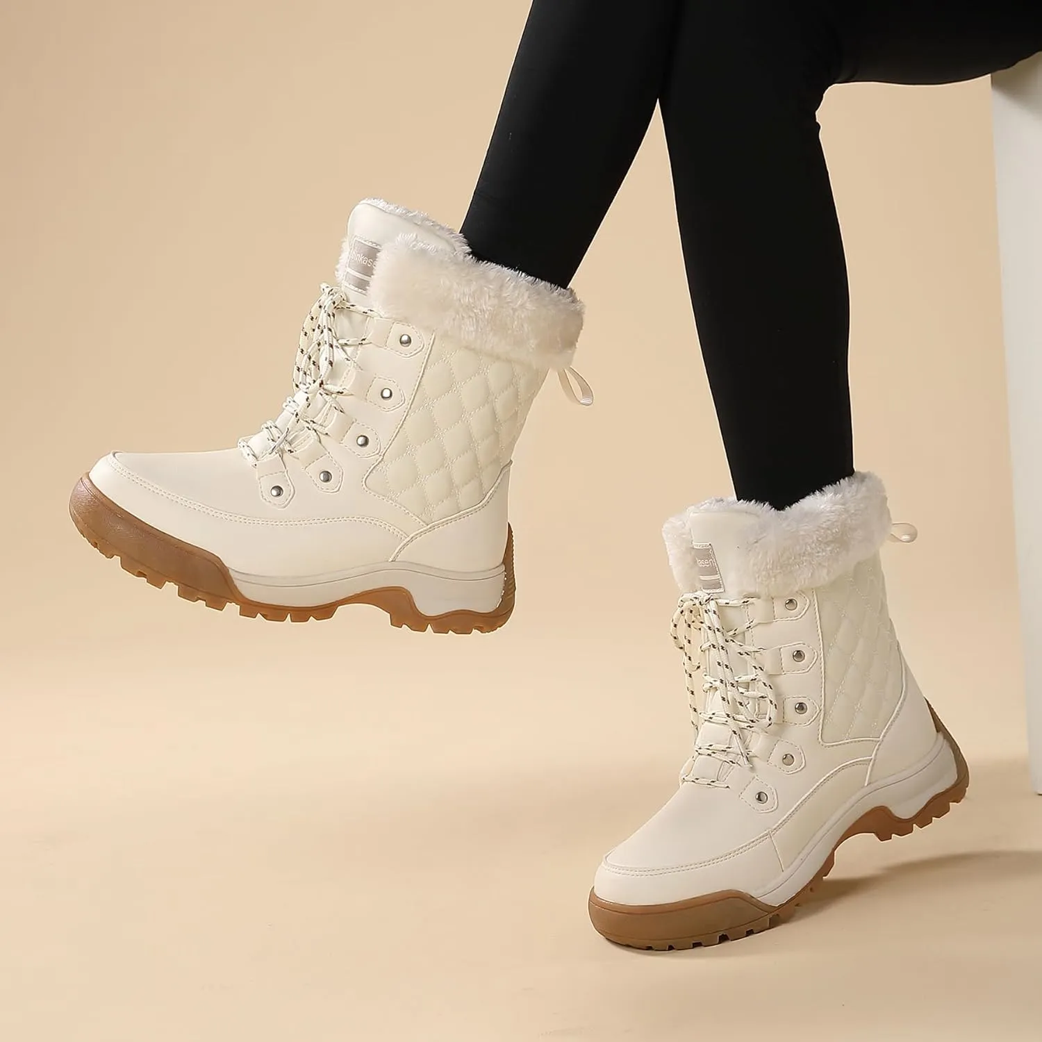Snow Boots Women Waterproof Insulated with Laces