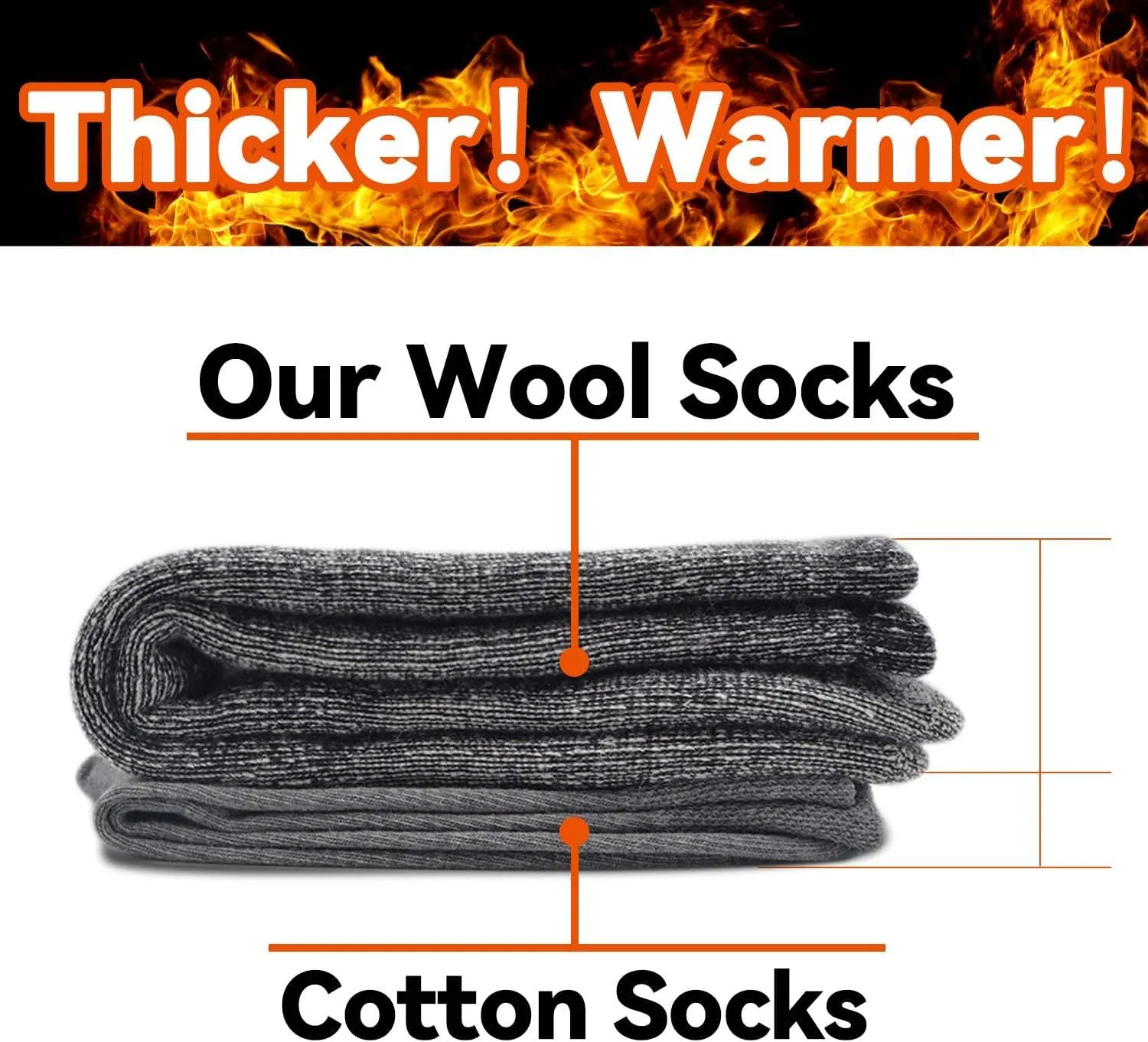 Socks Daze Men's Warm Thick Thermal Merino Wool Hiking Socks Women's Thick Cushioned Crew Boot Socks for Winter Cold 3 Pack