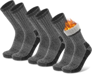 Socks Daze Men's Warm Thick Thermal Merino Wool Hiking Socks Women's Thick Cushioned Crew Boot Socks for Winter Cold 3 Pack
