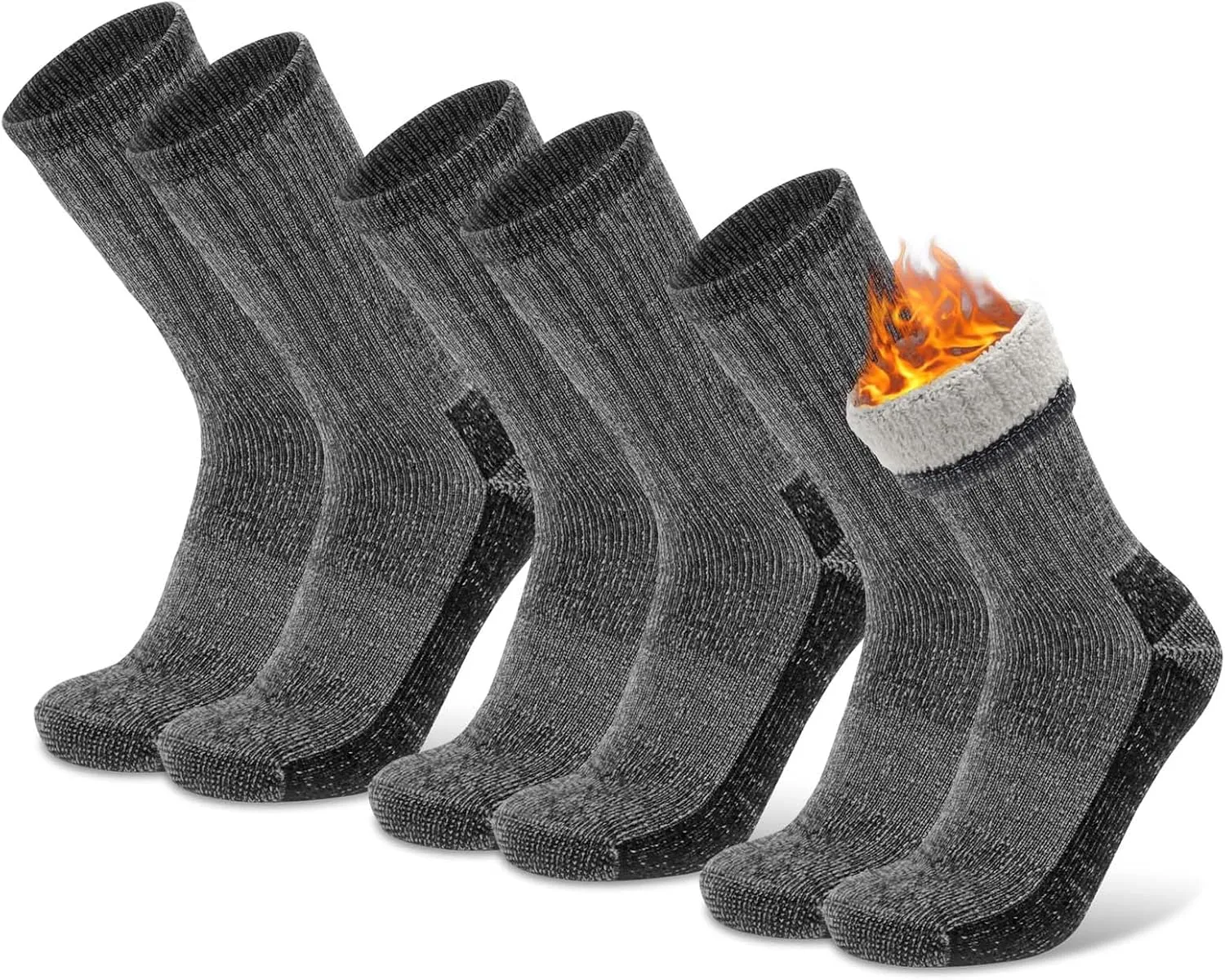 Socks Daze Men's Warm Thick Thermal Merino Wool Hiking Socks Women's Thick Cushioned Crew Boot Socks for Winter Cold 3 Pack