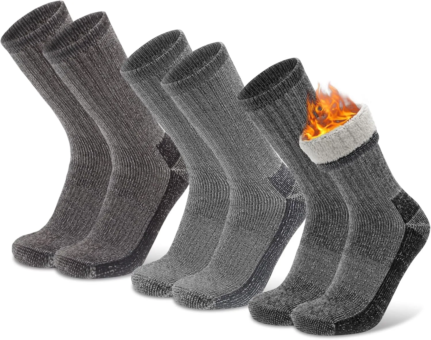 Socks Daze Men's Warm Thick Thermal Merino Wool Hiking Socks Women's Thick Cushioned Crew Boot Socks for Winter Cold 3 Pack
