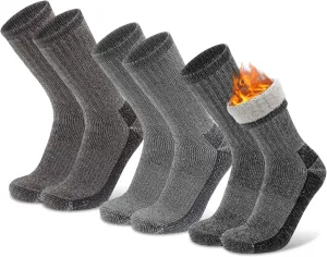 Socks Daze Men's Warm Thick Thermal Merino Wool Hiking Socks Women's Thick Cushioned Crew Boot Socks for Winter Cold 3 Pack