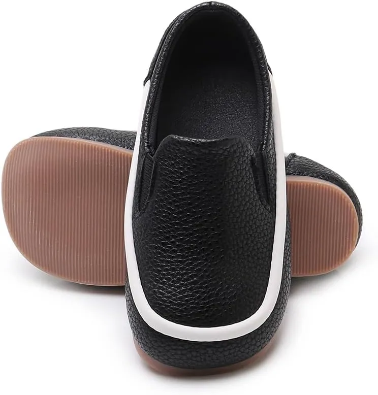 SOFMUO Toddler Boys Girls Loafers Slip On Little Kids Oxford Dress Flats Casual Boat Shoes School Uniform Moccasin Daily Walking Shoes