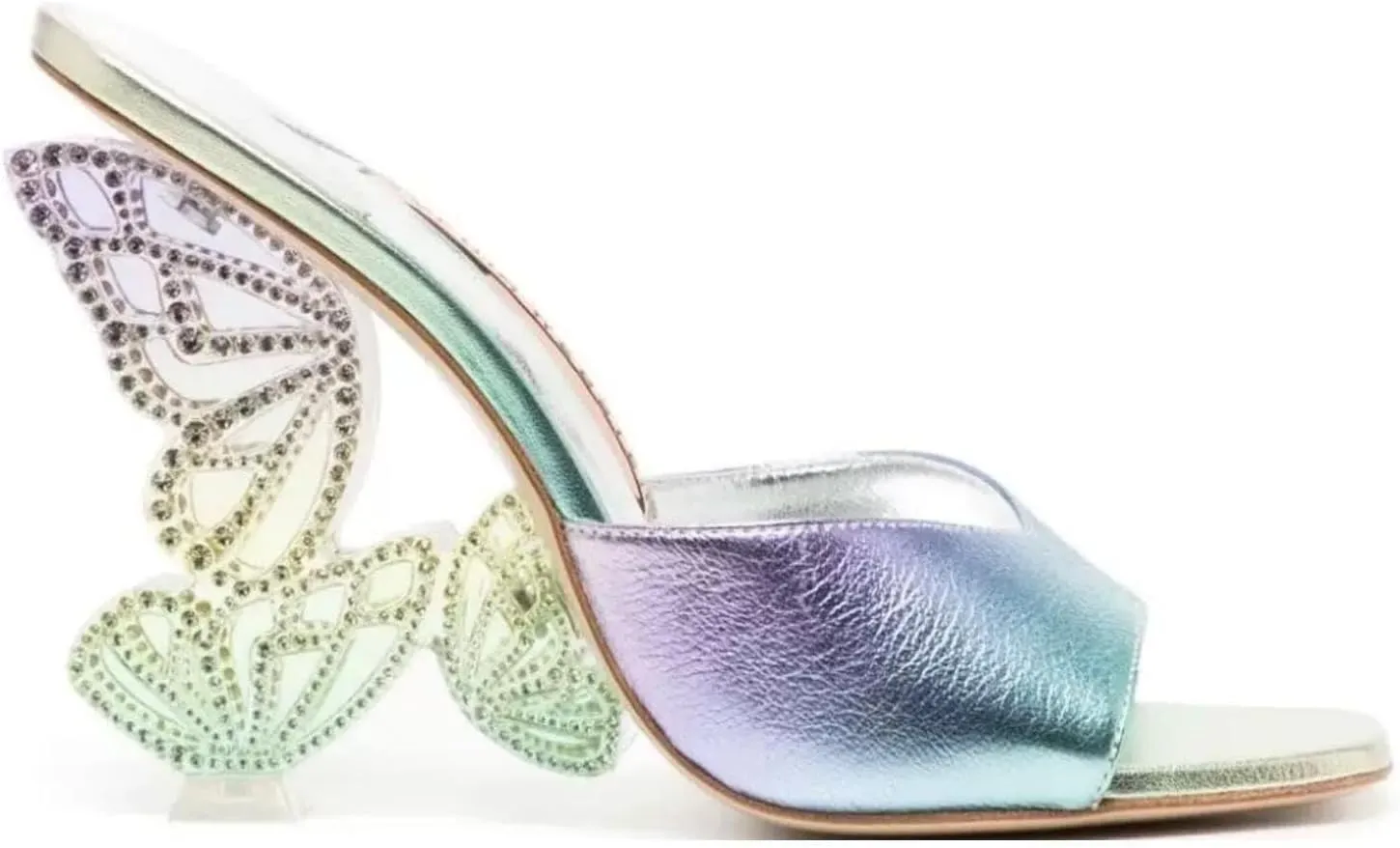 Sparkling Rhinestone Butterfly Block Chunky Heels Sandals for Women,Women's Glitter Diamond Open Round Toe Peep High Heeled Mules Slip On Sandals Summer Evening Party Prom Dress Shoe Comfortable Casual Pumps