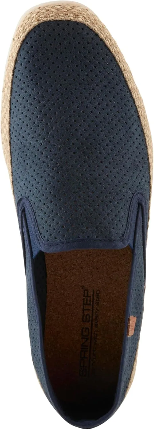 Spring Step Men's Raiden Suede Espadrilles – Slip-On Summer Shoes with Cork Insole and Rubber Outsole, Made in Spain