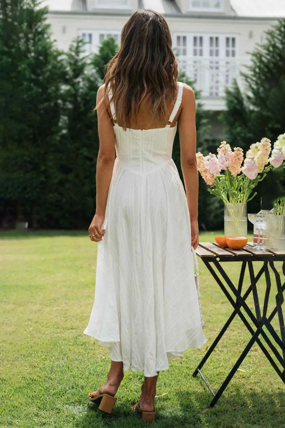 Square Neck Cami Dress – Ruffled Cotton Elegance