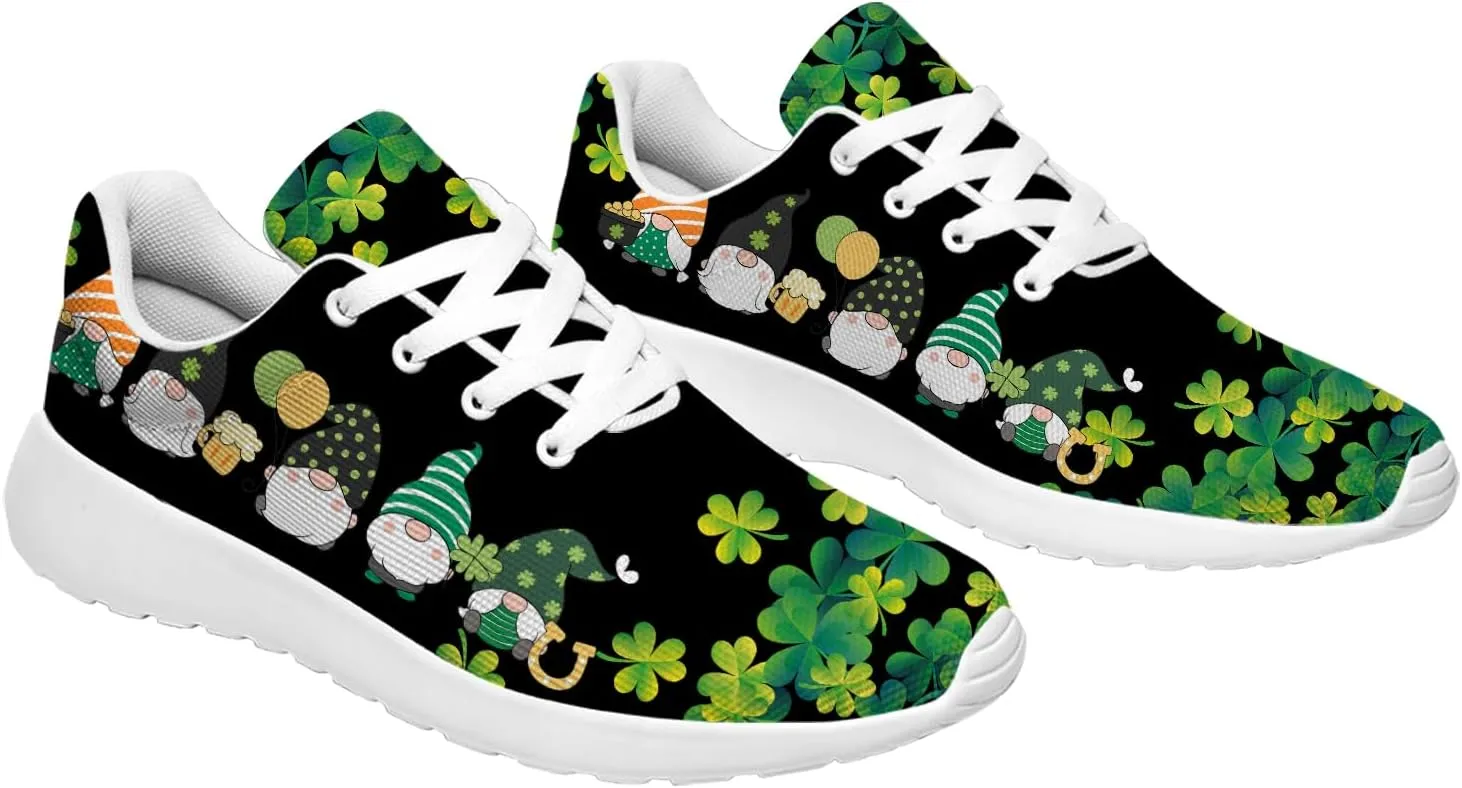 St Patricks Day Gnomes Shoes for Women Tennis Shoes Shamrocks Sneakers Irish Gifts for Women Men