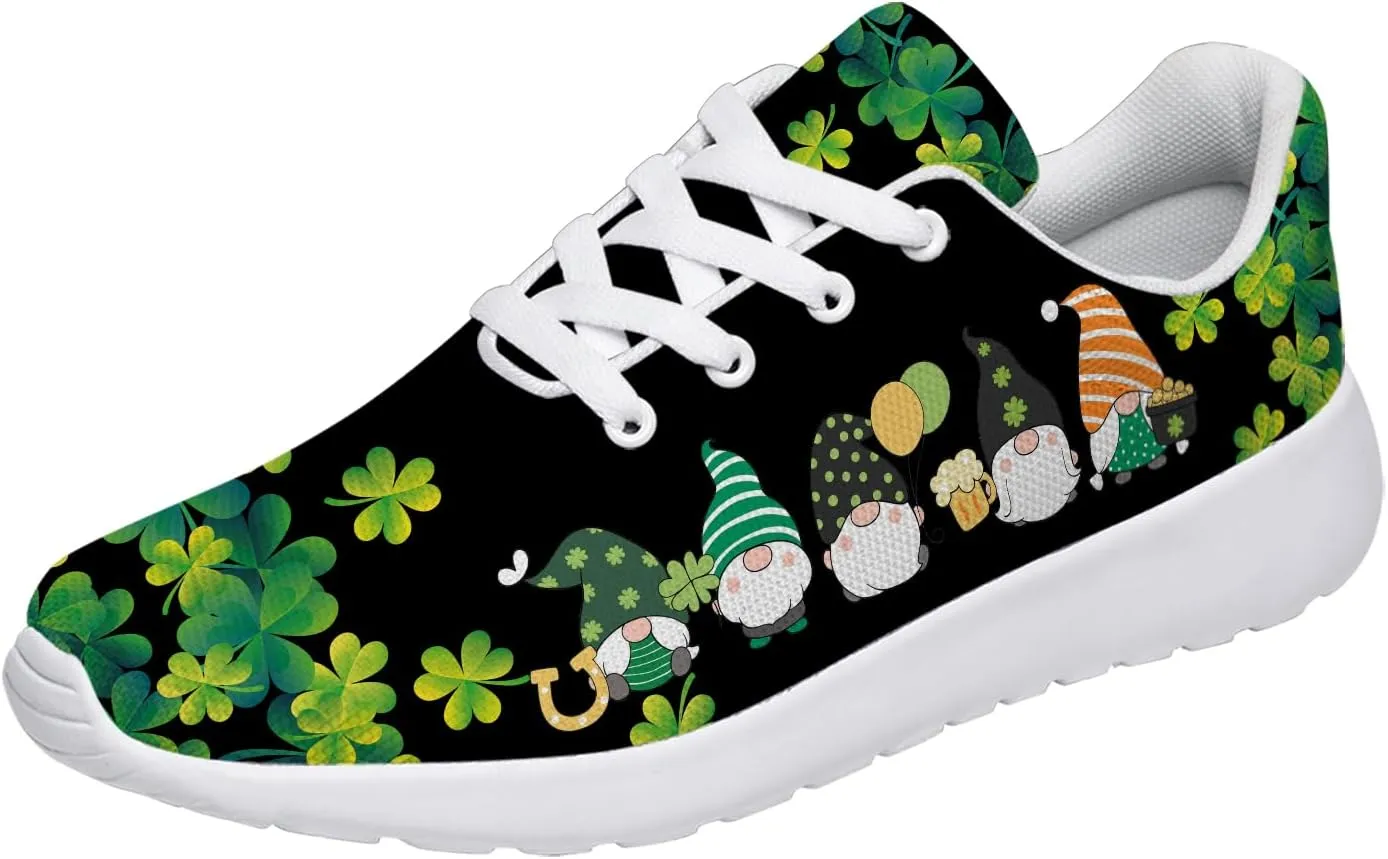 St Patricks Day Gnomes Shoes for Women Tennis Shoes Shamrocks Sneakers Irish Gifts for Women Men