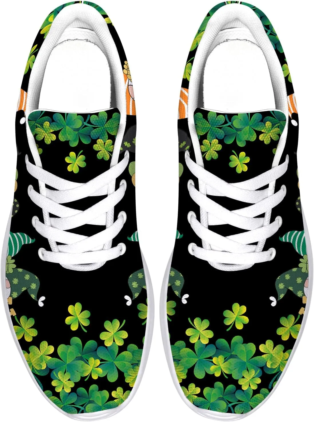 St Patricks Day Gnomes Shoes for Women Tennis Shoes Shamrocks Sneakers Irish Gifts for Women Men