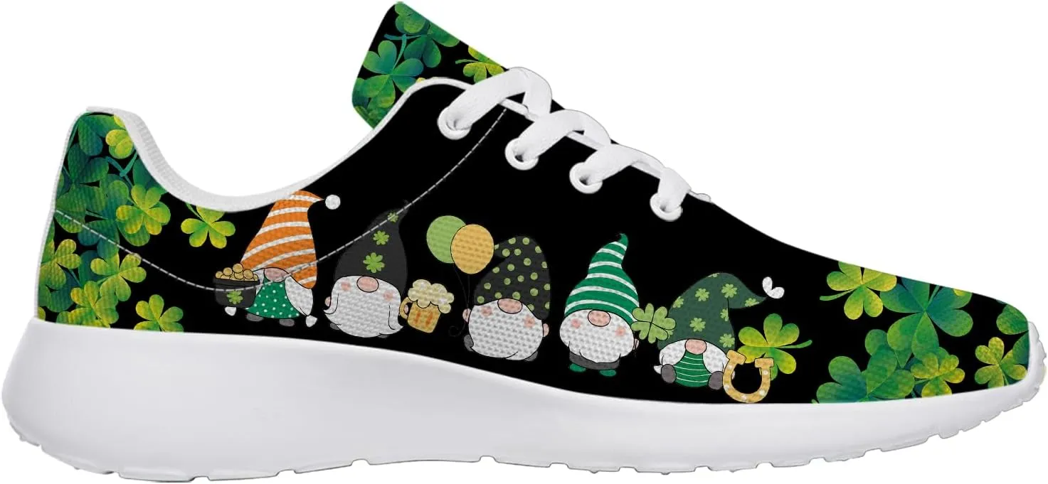 St Patricks Day Gnomes Shoes for Women Tennis Shoes Shamrocks Sneakers Irish Gifts for Women Men