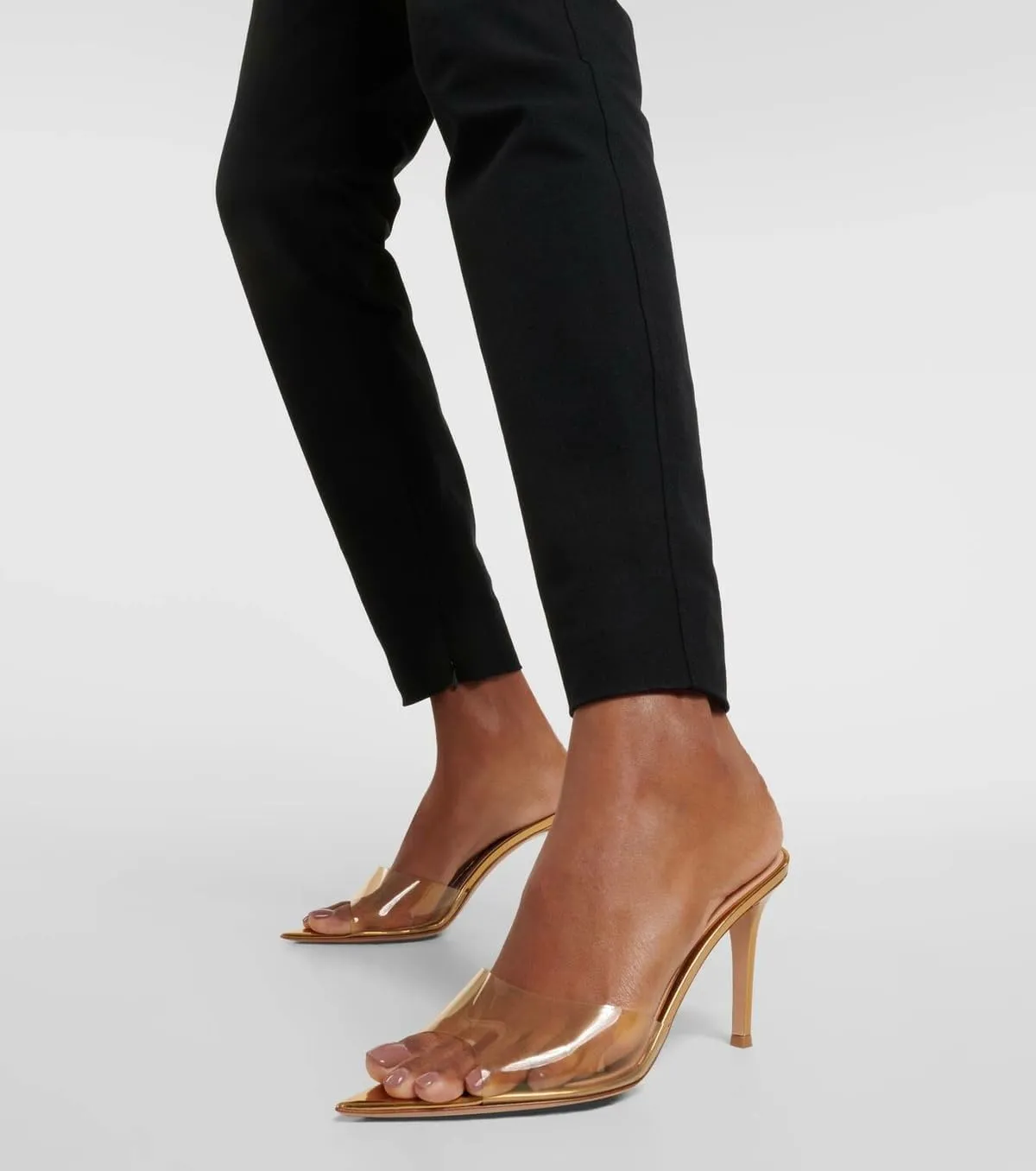 Stiletto Heels for Women Clear Pointed Open Toe Slide Sandals Fashion Sexy Slip On Transparent Strap High Heels Mules Summer Backless Party Wedding Prom Dress Shoes