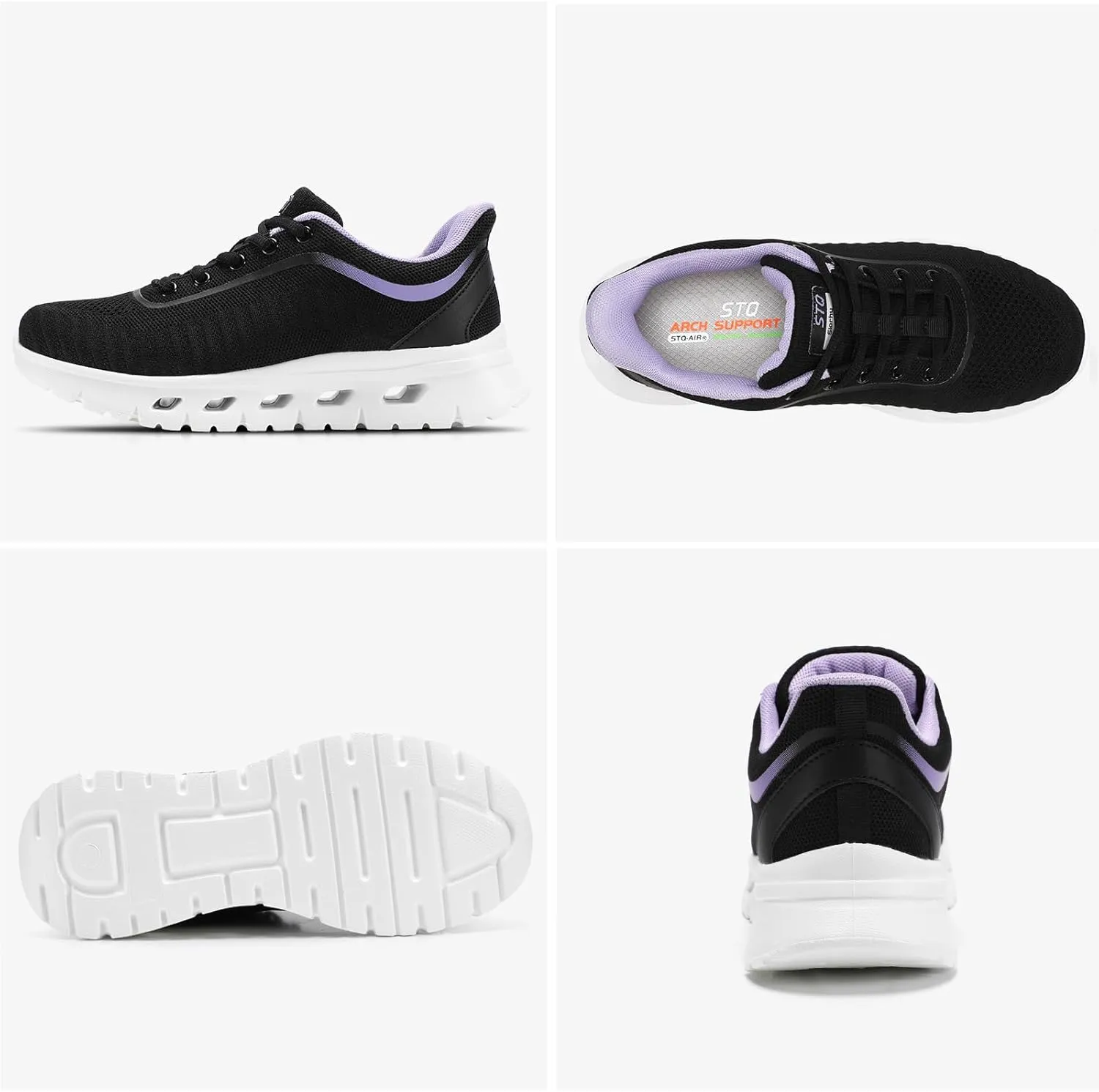 STQ Road Running Shoes for Womens Breathable Walking Tennis Sneakers Women Athletic Gym Workout Cushion Sport Training Fitness Cushioned Lightweight Comfort Plantar Fasciitis