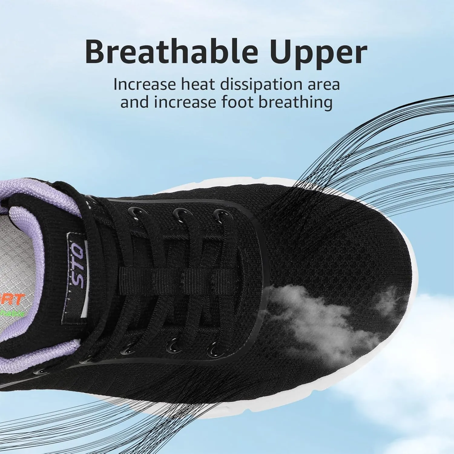 STQ Road Running Shoes for Womens Breathable Walking Tennis Sneakers Women Athletic Gym Workout Cushion Sport Training Fitness Cushioned Lightweight Comfort Plantar Fasciitis