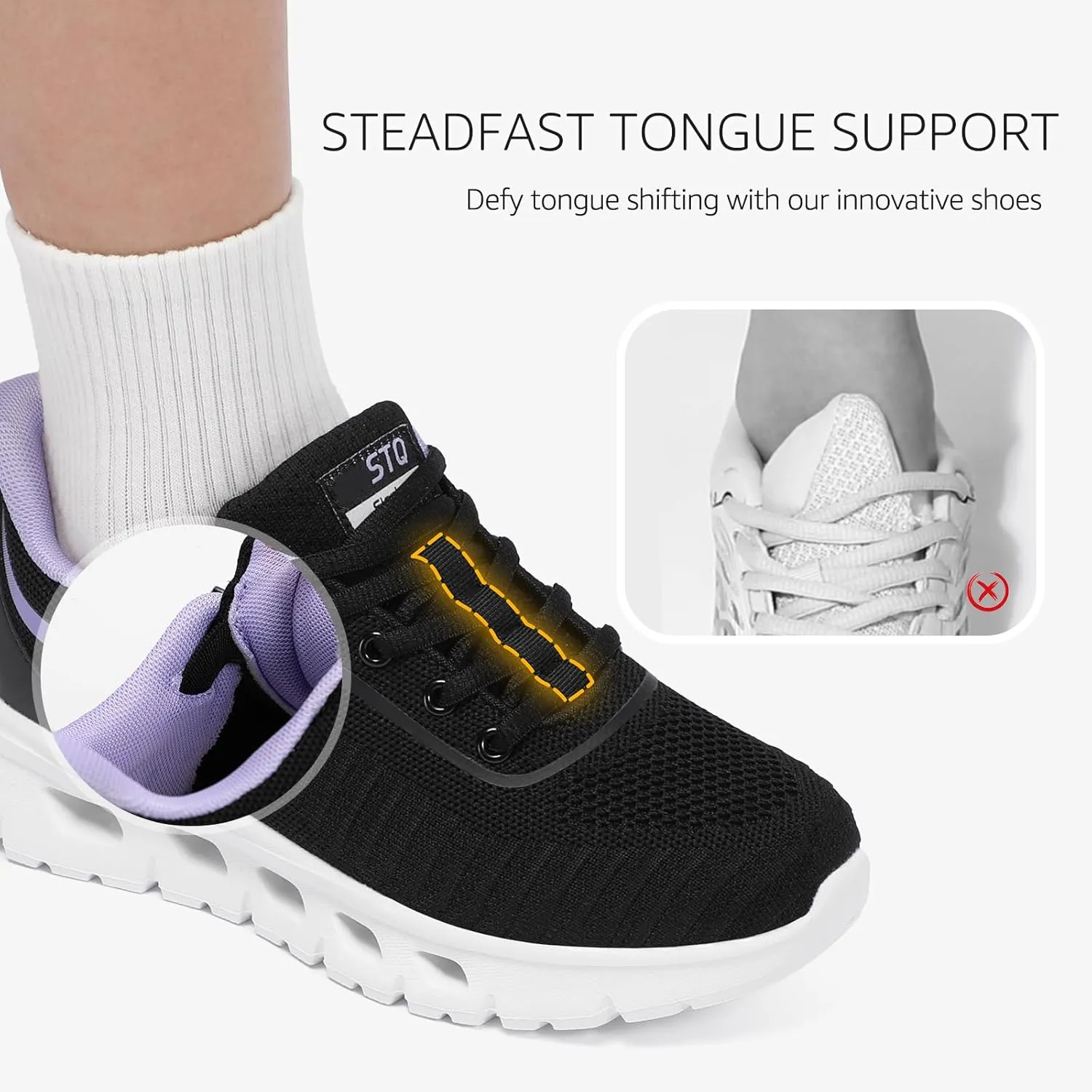 STQ Road Running Shoes for Womens Breathable Walking Tennis Sneakers Women Athletic Gym Workout Cushion Sport Training Fitness Cushioned Lightweight Comfort Plantar Fasciitis