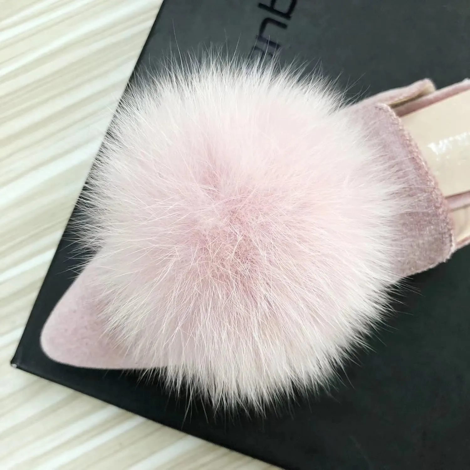 Stunner Women's Pointed Toe Mules Casual Satin Slip on Loafers Backless Mule Slides with Pompom Decoration