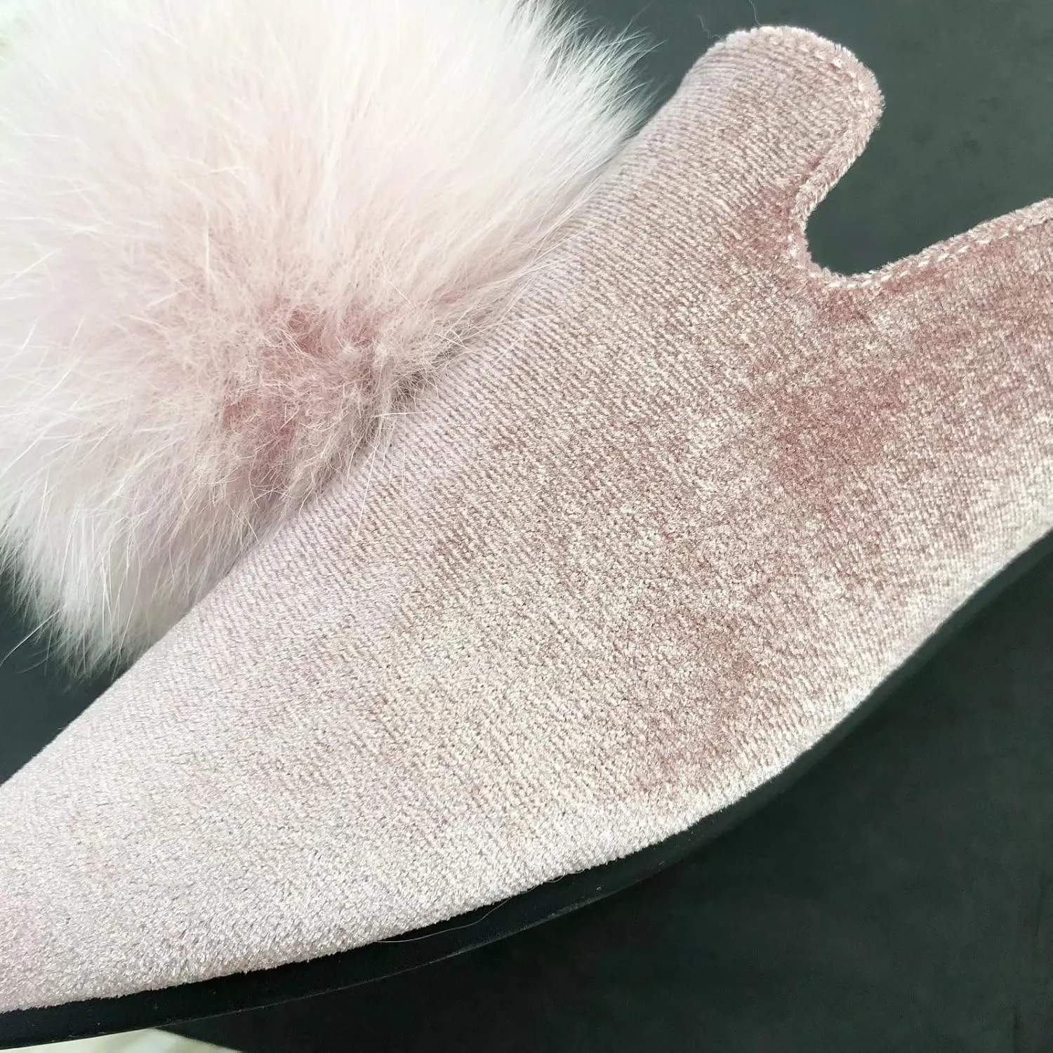 Stunner Women's Pointed Toe Mules Casual Satin Slip on Loafers Backless Mule Slides with Pompom Decoration