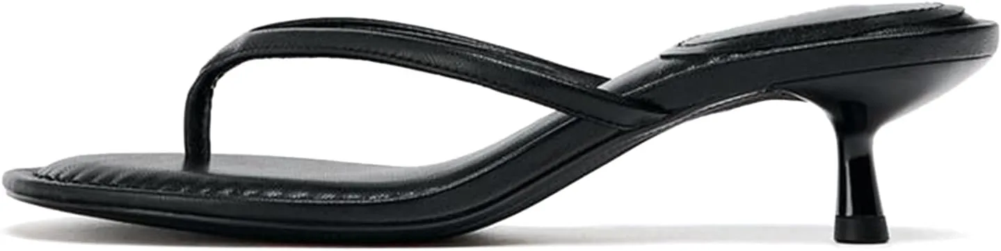Suede Flip Flops for Women Open Round Toe Thong Heeled Sandals Low Kitten Heels Comfortable Summer Slip On Slides Shoes