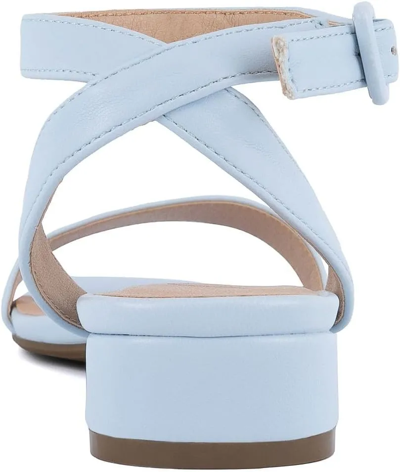 Sugar Women's Low Block Heel Dress Sandals – Ankle Strap Open Toe Comfortable Walking Heels for Casual, Party, or Work