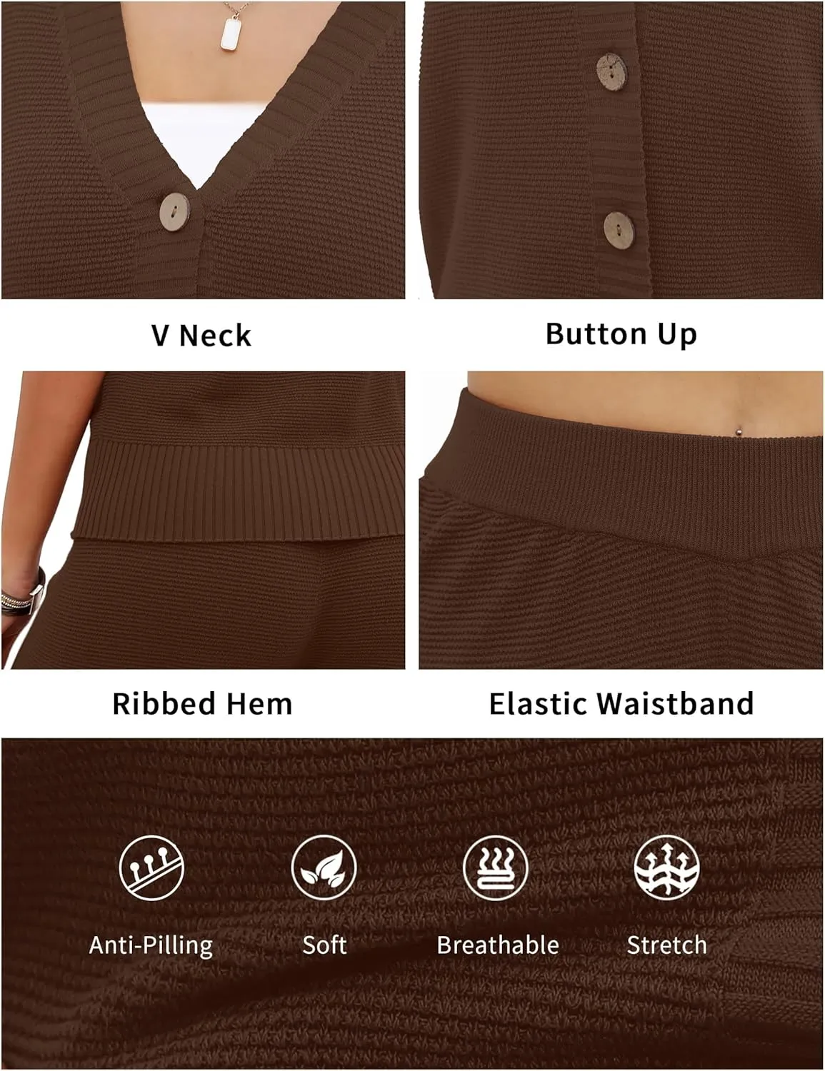 SuperPrity 2 Piece Sets for Women Summer Vacation Outfits Lounge Sets Matching Knit Sweatsuit Tracksuit Travel Trendy Clothes