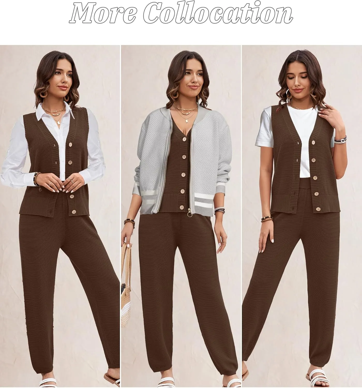 SuperPrity 2 Piece Sets for Women Summer Vacation Outfits Lounge Sets Matching Knit Sweatsuit Tracksuit Travel Trendy Clothes