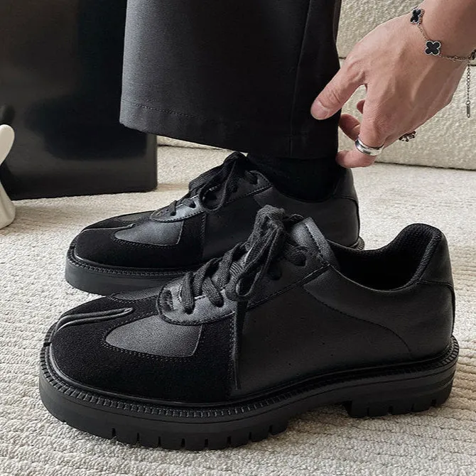 Tabi trainers black real leather split toe shoes casual style sports loafers edgy outdoor mules