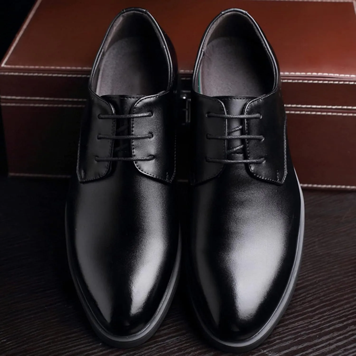 Tan Formal Leather Shoes for Men Color Solid Business Fashion Summer Style Shoes Leather Men's Leisure Breathable Men's Leather Shoes Men's Dress Oxfords Breathable Mesh Shoes