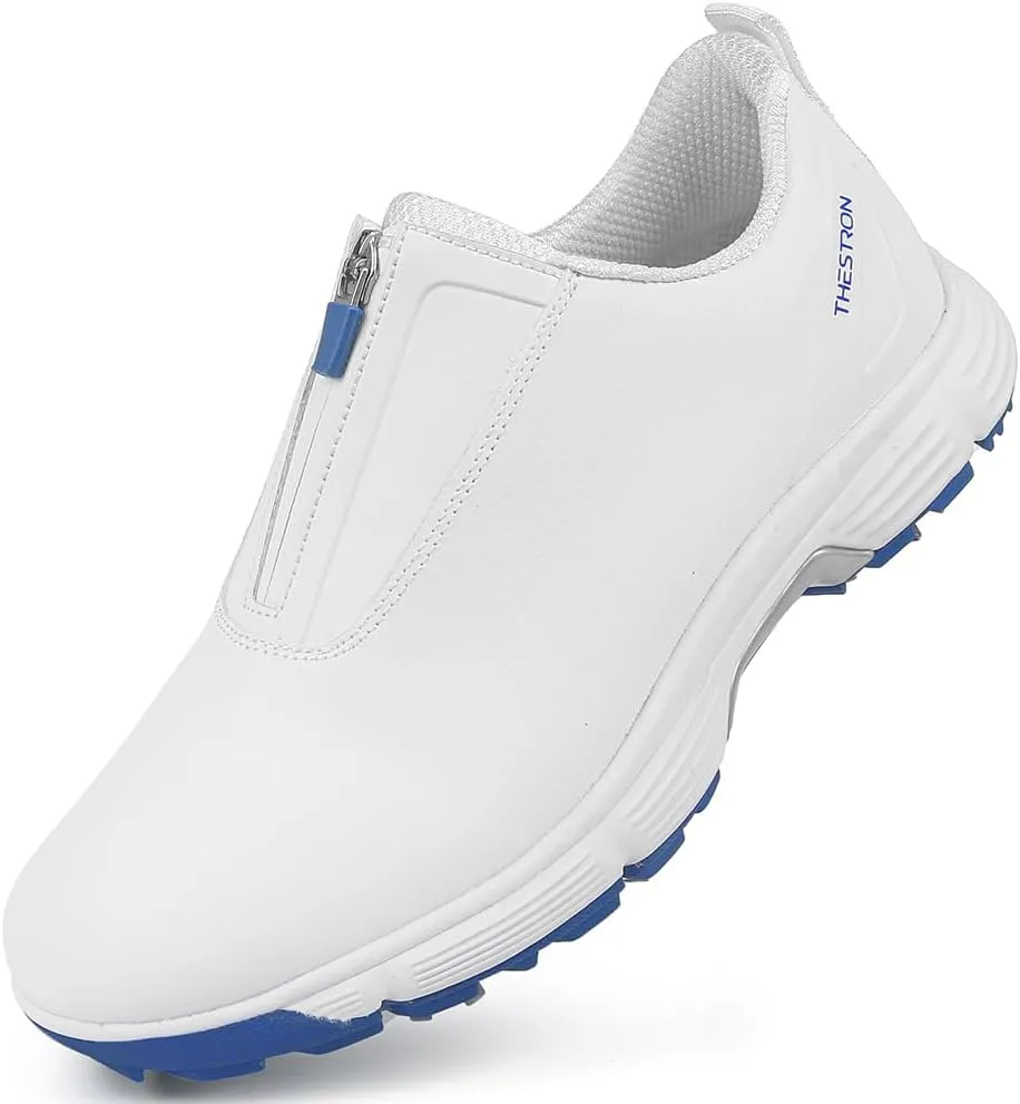 THESTRON Professional Men Waterproof Spikes Golf Shoes Sports Sneakers Male Golf Footwears New Zipper Men's Spikes Golf Shoes Man Non-Slip Walking Sneakers Slip-on Casual Golf Shoes
