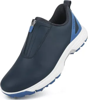 THESTRON Professional Men Waterproof Spikes Golf Shoes Sports Sneakers Male Golf Footwears New Zipper Men's Spikes Golf Shoes Man Non-Slip Walking Sneakers Slip-on Casual Golf Shoes