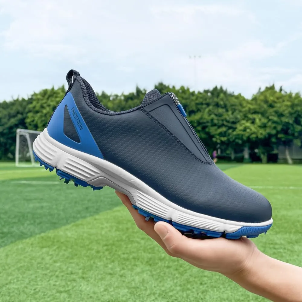 THESTRON Professional Men Waterproof Spikes Golf Shoes Sports Sneakers Male Golf Footwears New Zipper Men's Spikes Golf Shoes Man Non-Slip Walking Sneakers Slip-on Casual Golf Shoes