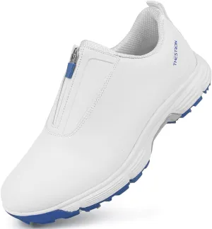 THESTRON Professional Men Waterproof Spikes Golf Shoes Sports Sneakers Male Golf Footwears New Zipper Men's Spikes Golf Shoes Man Non-Slip Walking Sneakers Slip-on Casual Golf Shoes