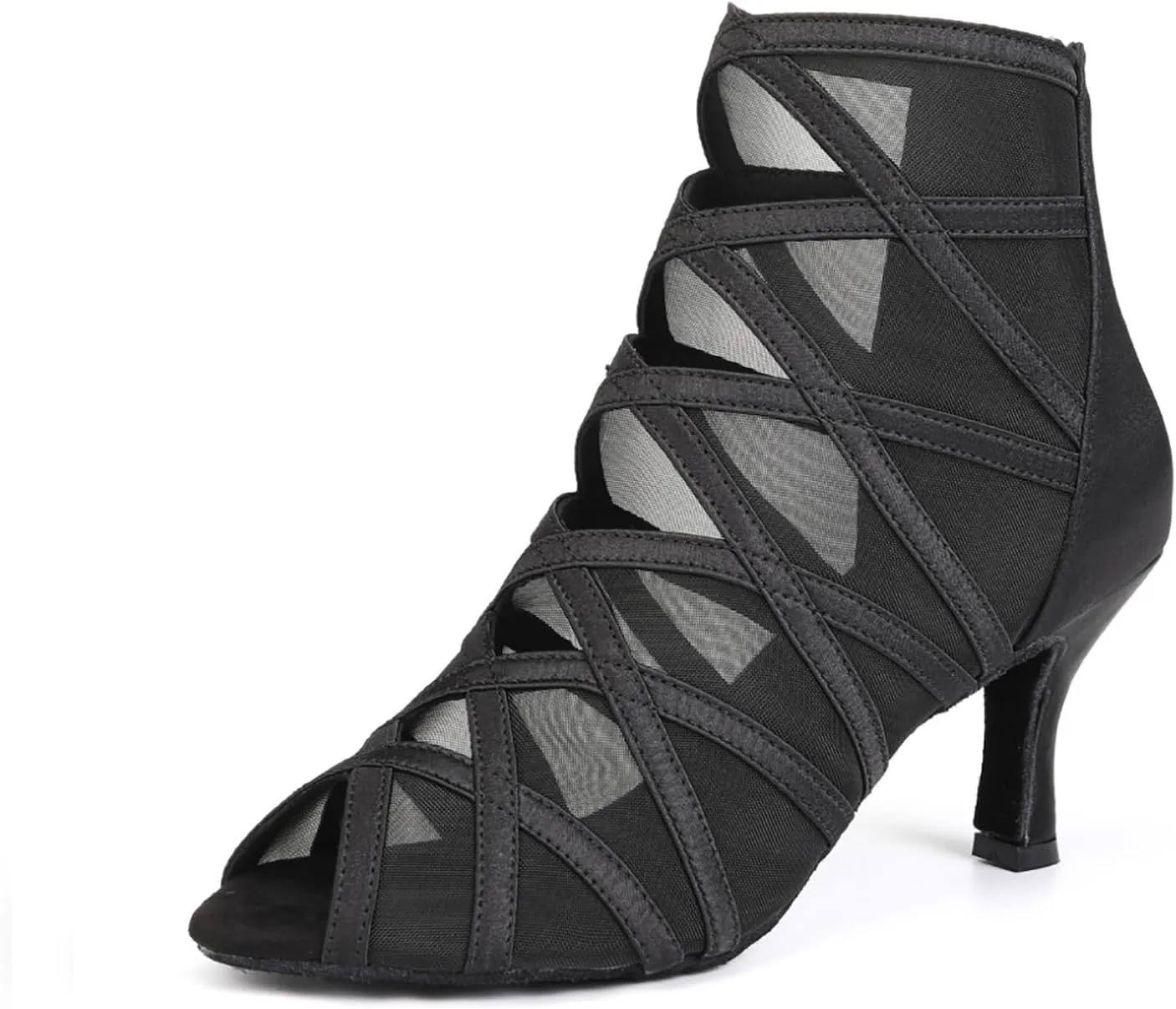 TINRYMX Women's Latin Dance Boots Ballrooom Salsa Tango Open Toe Performance Professional Dance Shoes, Model-YCL445