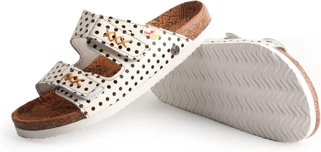 TMA EYES Womens Flat Sandals with Cork Footbed, Open Toe Slides Adjustable Slip On Slippers