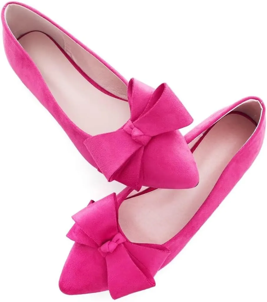 TN TANGNEST Women Classical Bowknot Flats Comfort Slip-on Pointed Toe Dress Shoes Walking Flats
