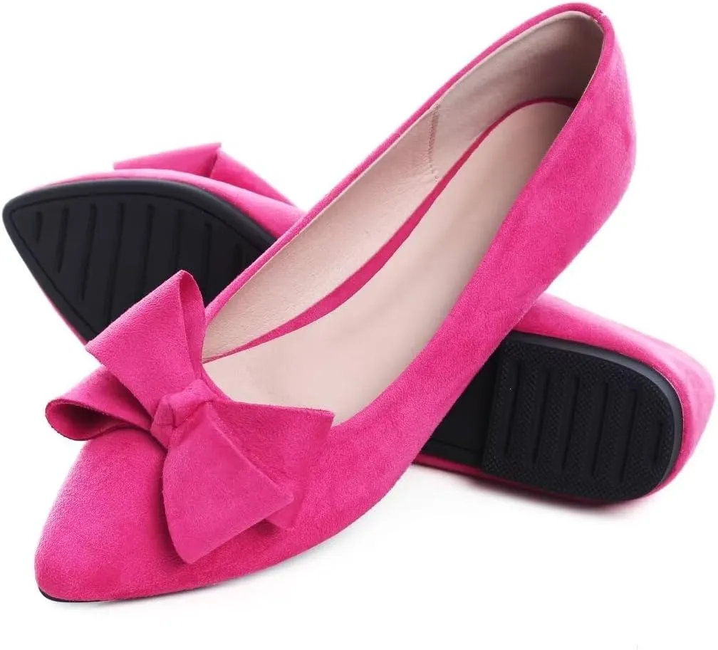TN TANGNEST Women Classical Bowknot Flats Comfort Slip-on Pointed Toe Dress Shoes Walking Flats