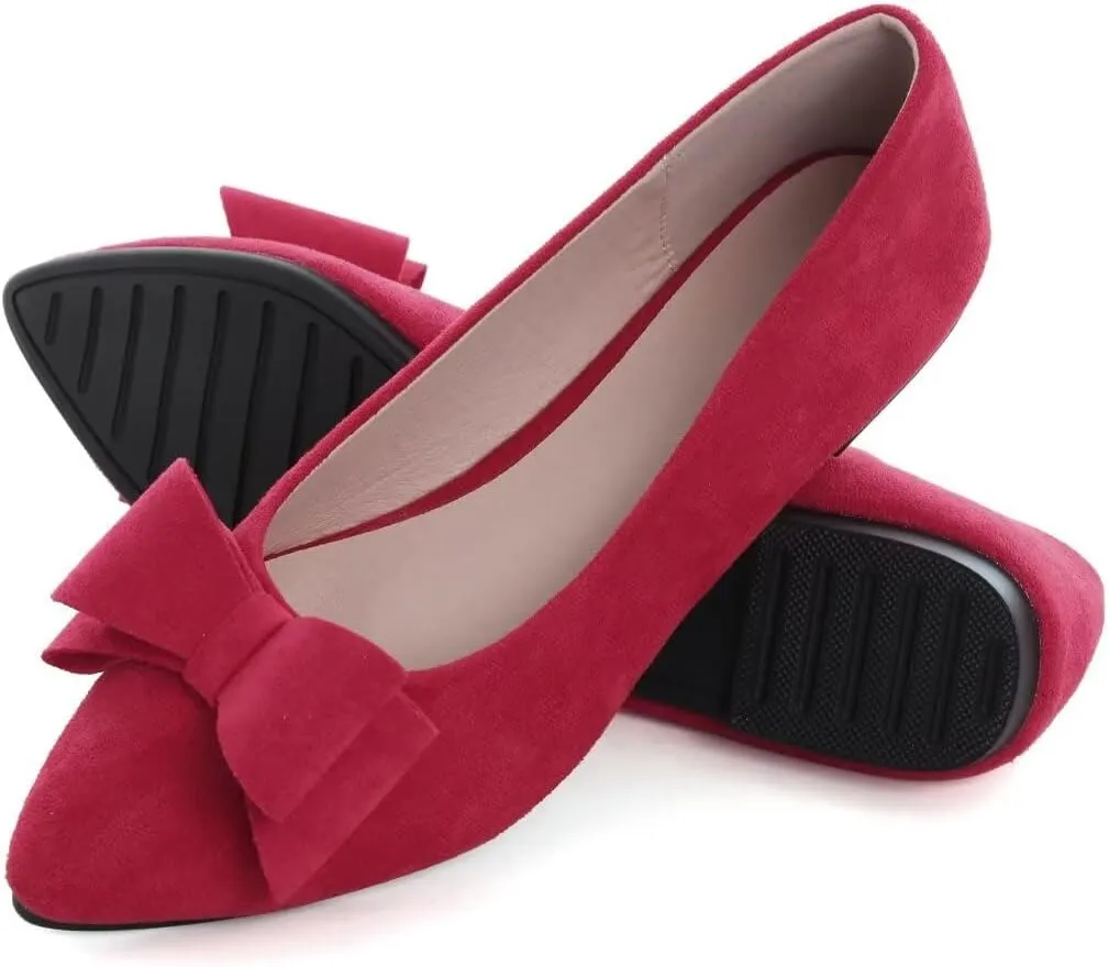 TN TANGNEST Women's Comfortable Pointed Toe Bowknot Flats Slip On Loafers Casual Flats