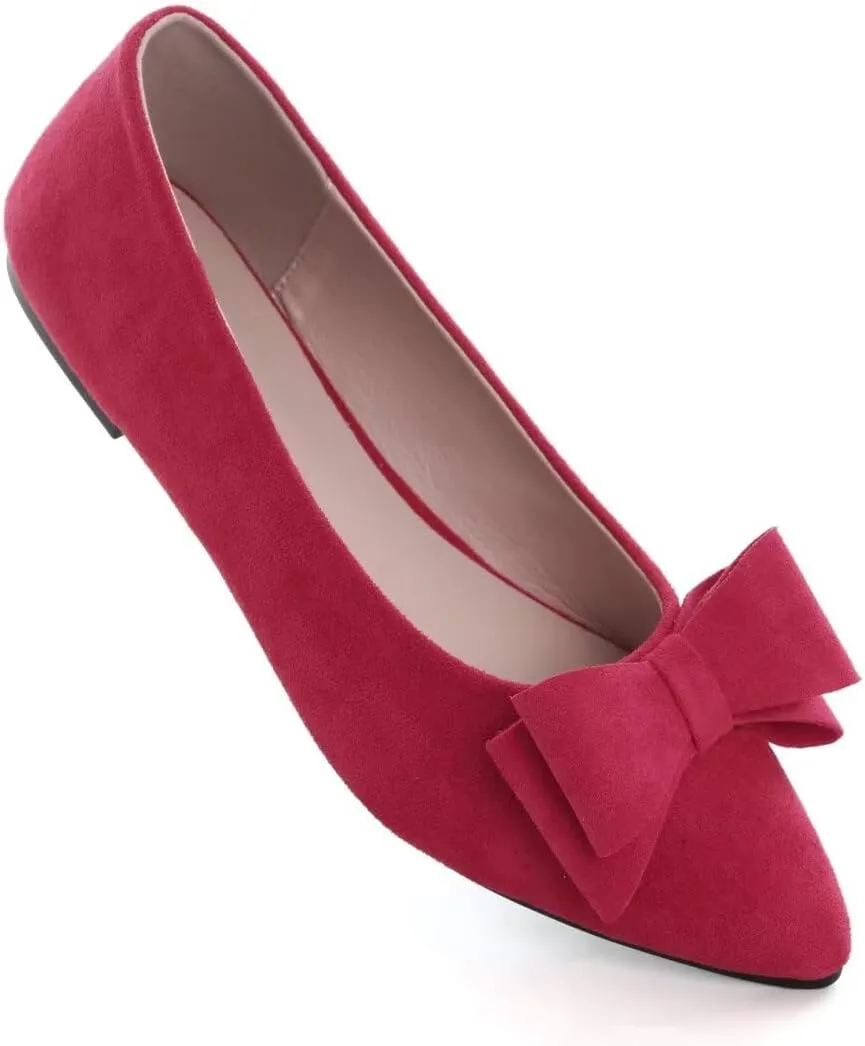 TN TANGNEST Women's Comfortable Pointed Toe Bowknot Flats Slip On Loafers Casual Flats
