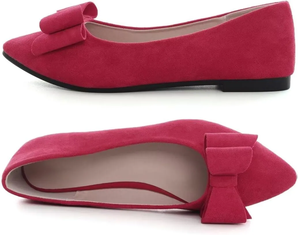 TN TANGNEST Women's Comfortable Pointed Toe Bowknot Flats Slip On Loafers Casual Flats