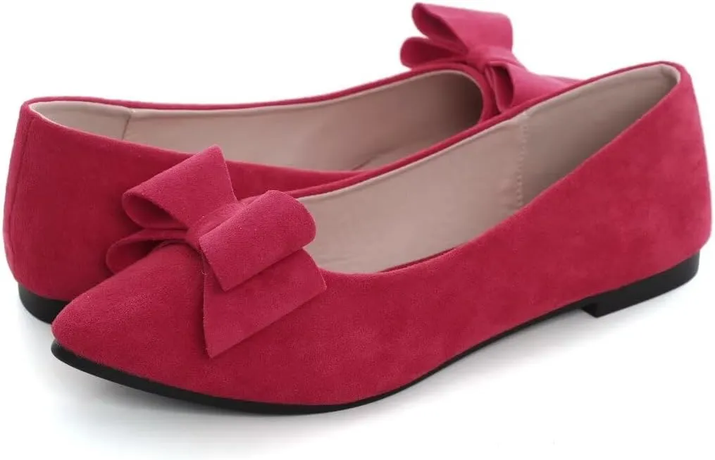 TN TANGNEST Women's Comfortable Pointed Toe Bowknot Flats Slip On Loafers Casual Flats