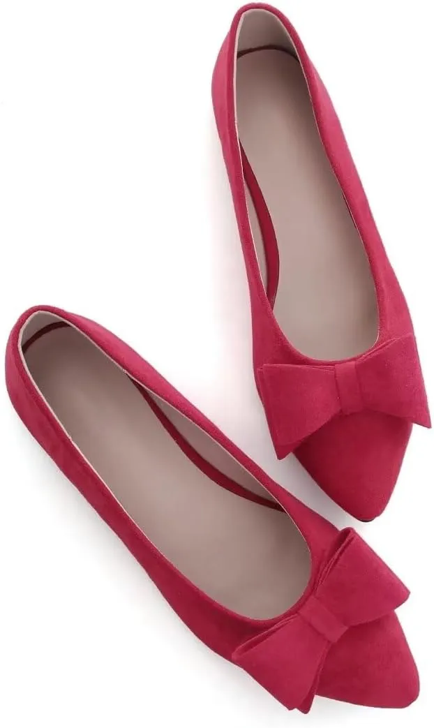TN TANGNEST Women's Comfortable Pointed Toe Bowknot Flats Slip On Loafers Casual Flats