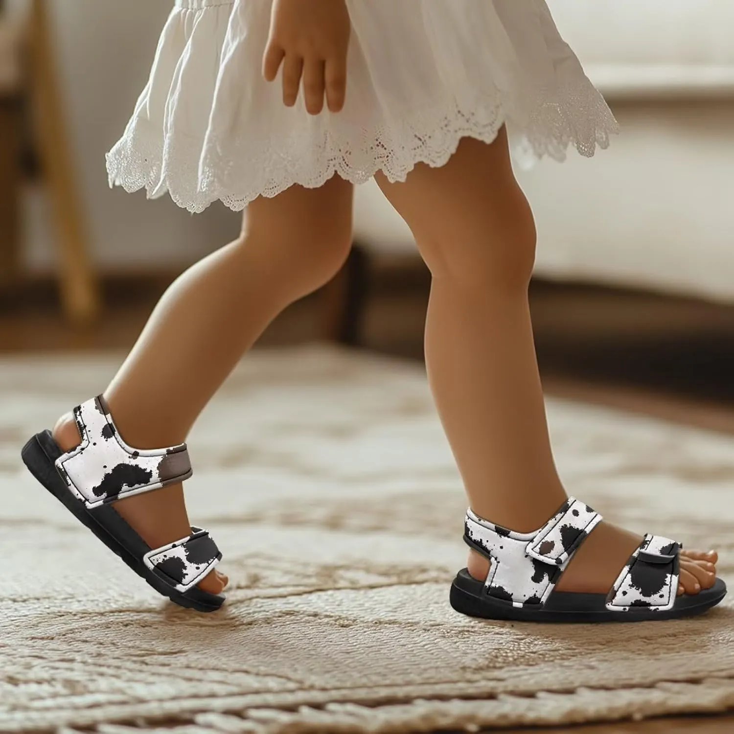 Toddler Boys Girls Double Buckle Sandals Breathable Lightweight Adjustable Water Sandal for Toddler Little Kids Black Sole