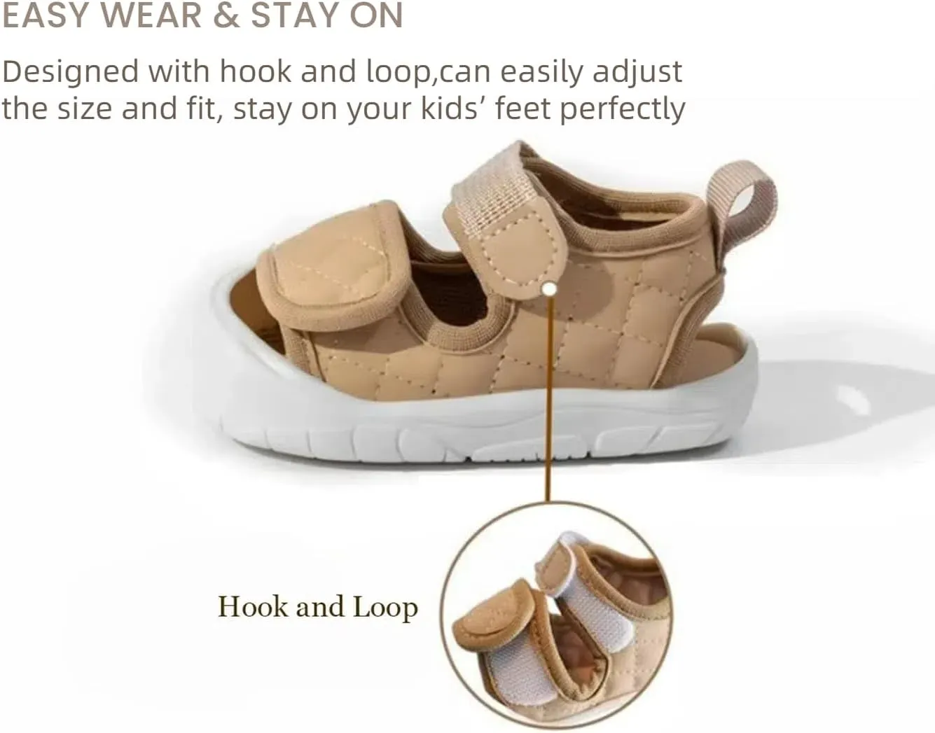 Toddler Boys Girls Summer Adjustable Sandals Lightweight Closed-Toe Anti-Slip Rubber Sole Sandal Baby First Walking Shoes Size 4-9