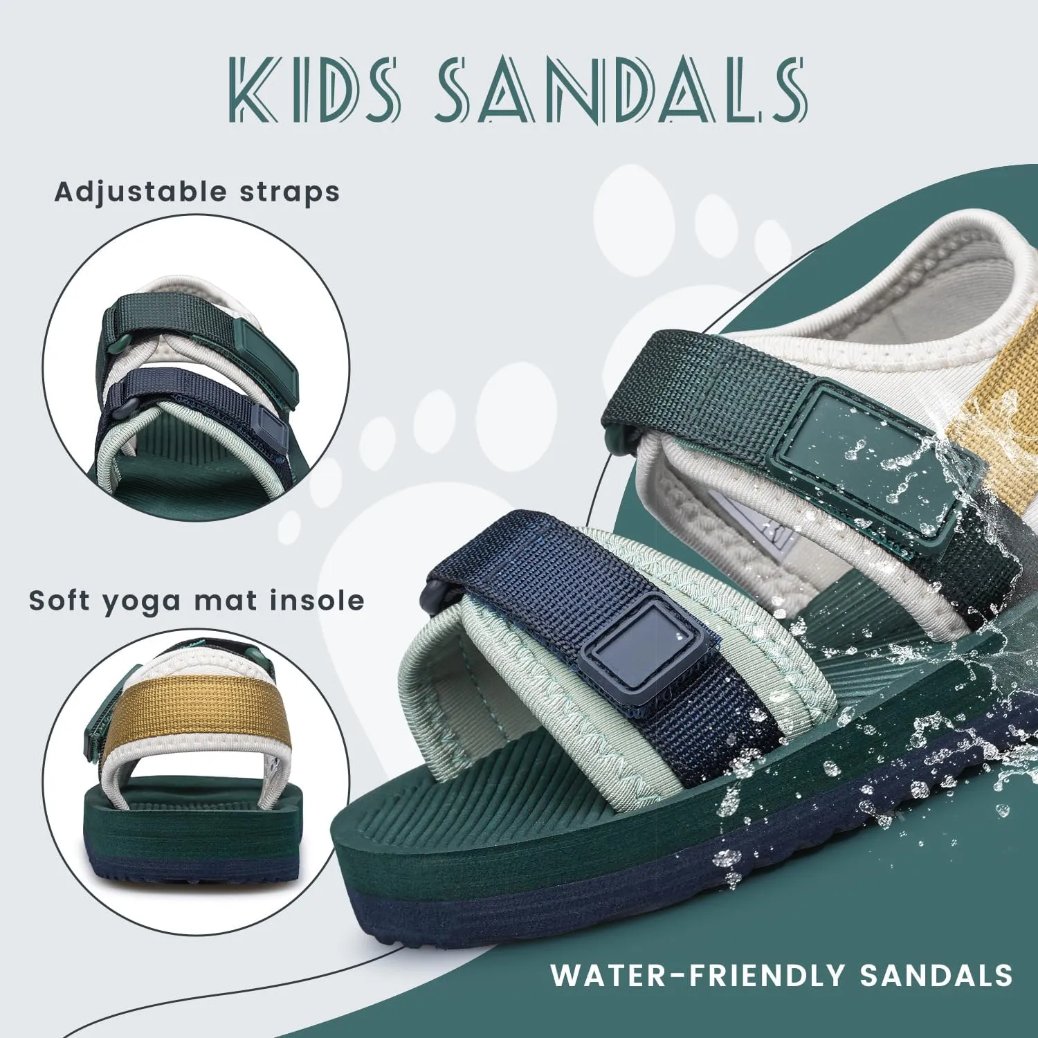 Toddler Little Kid Sandals Boys Girls Adjustable Strap Open-Toe Summer Outdoor Unisex Child Sport Beach Sandals(Toddler/Little Kid/Big Kid)