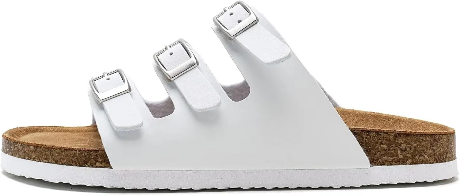 Torotto Boys Girls Sandals with Cork Footbed Adjustable Buckle Casual Slides Sandals Open Toes Flat for Kids Toddler